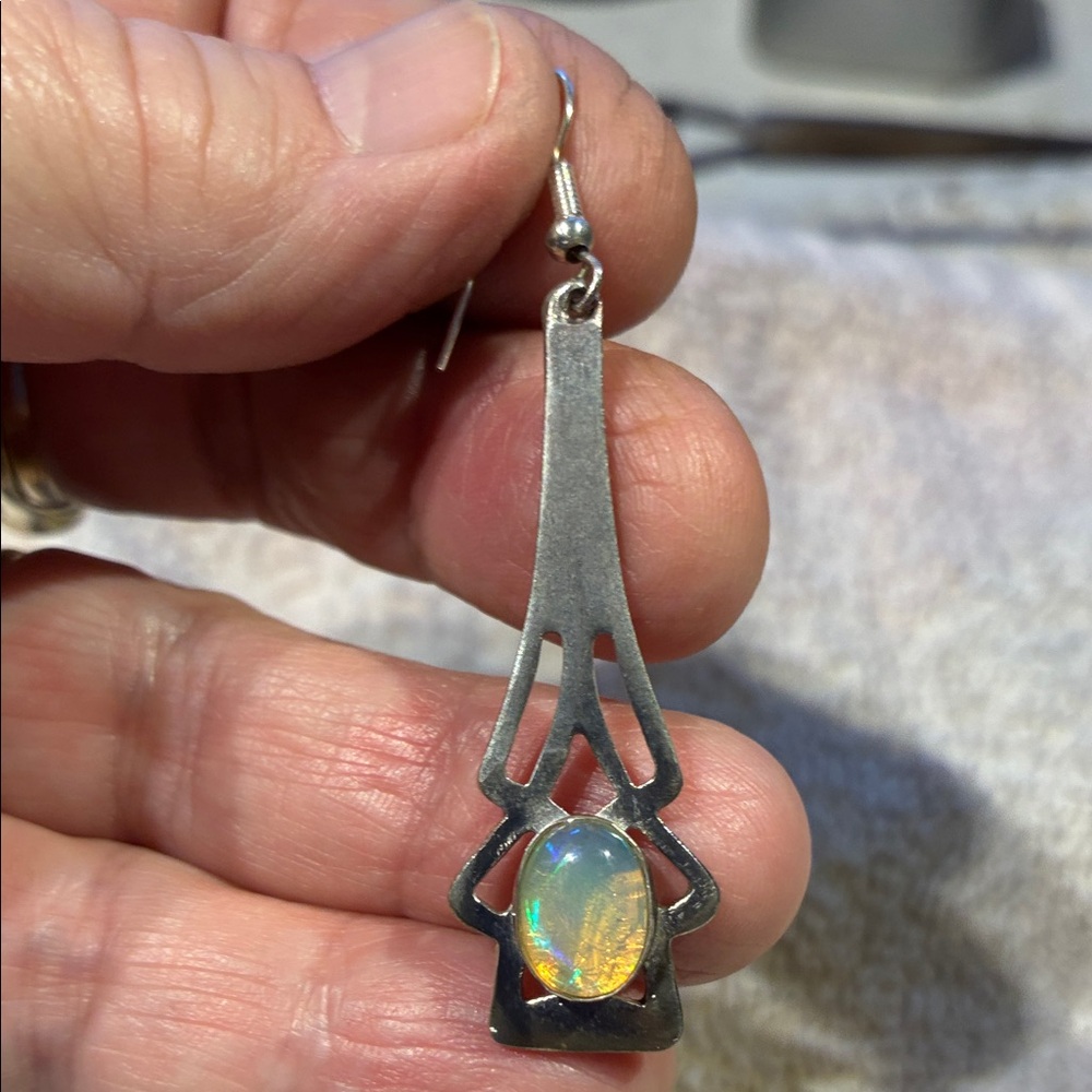 Elegant Silver and Opal Earrings